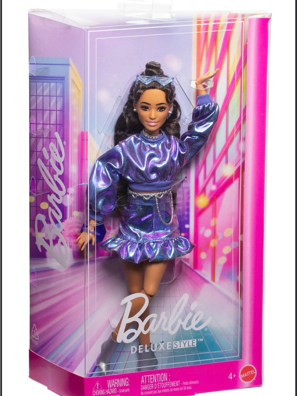 Mattel Barbie Deluxe Style #7 Fashion Doll Purple Sparkly Outfit